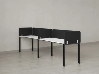 Бенч-система в 1 ряд, 2 рабочих места 5 тканевых экранов 2700x600x750 RM167-1-27x6 Белый/Черный