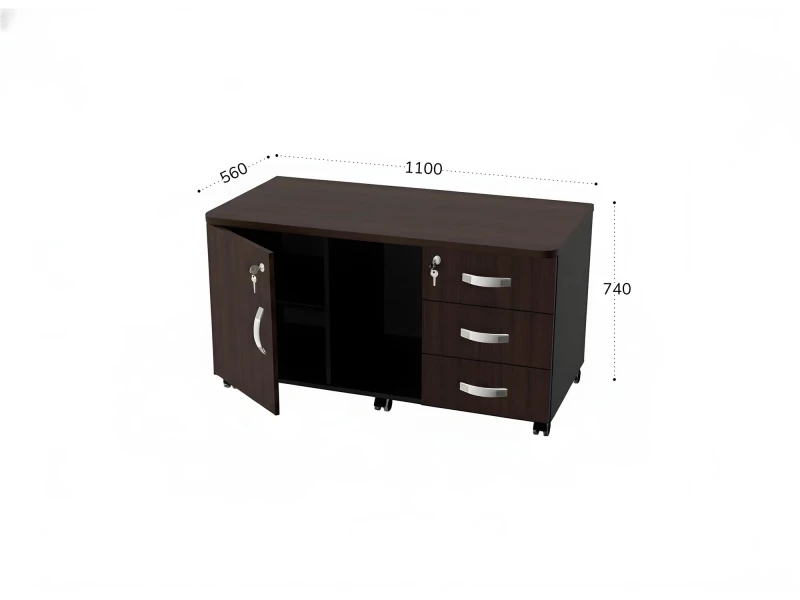 BRL RB034-110х56 Сервисная тумба для копировальной техники 1100х560х740 Венге/Черный