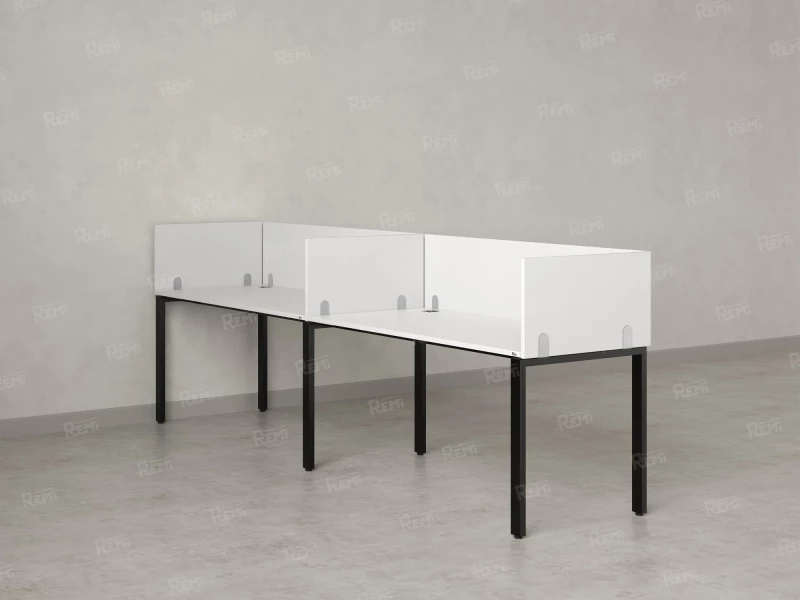 Бенч-система в 1 ряд, 2 рабочих места 5 ЛДСП экранов 3200x800x750 RM167-2-32x8 Белый/Черный