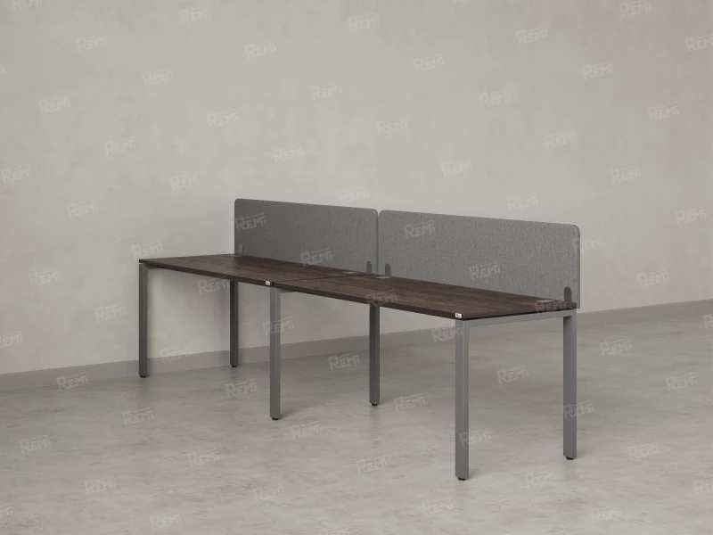 Бенч-система в 1 ряд, 2 рабочих места 2 тканевых экранов 3200x600x750 RM167-3-32x6 Дуб Апрельский шоколад/Серый