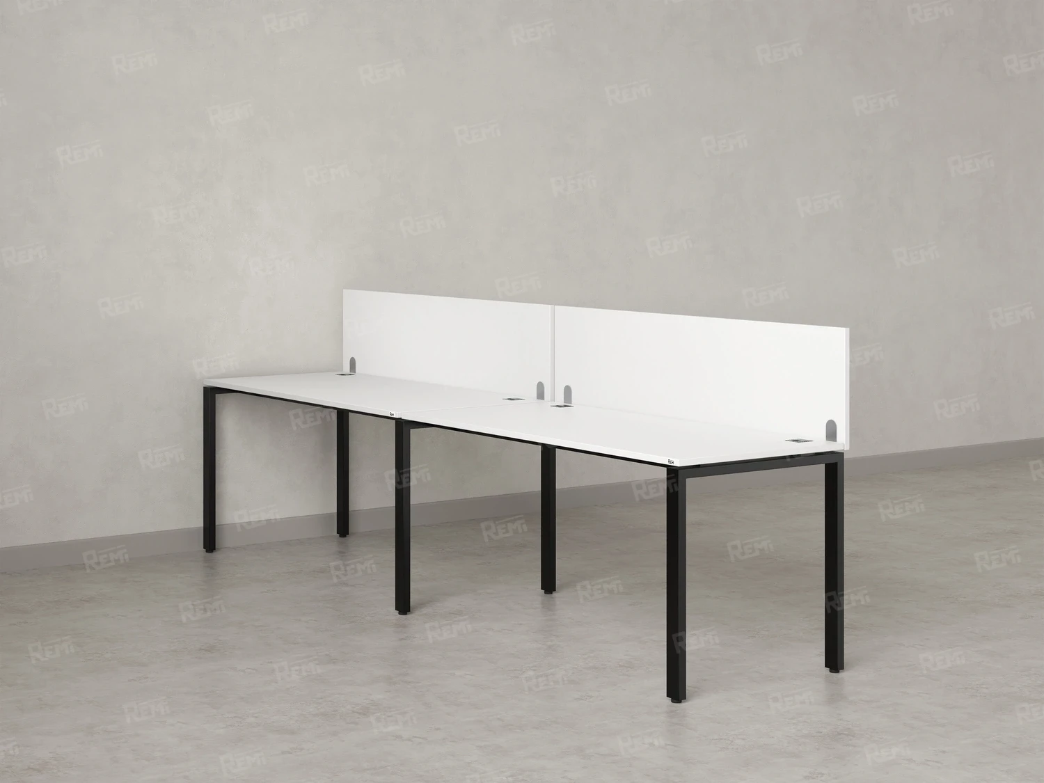 Бенч-система в 1 ряд, 2 рабочих места 2 ЛДСП экранов 2000x700x750 RM167-4-20x7 Белый/Черный