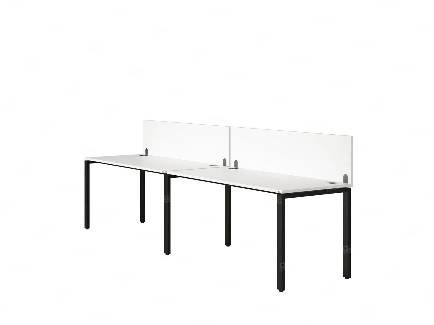 Бенч-система в 1 ряд, 2 рабочих места 2 ЛДСП экранов 2000x700x750 RM167-4-20x7 Белый/Черный