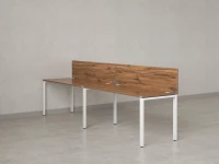 Бенч-система в 1 ряд, 2 рабочих места 2 ЛДСП экранов 2700x700x750 RM167-4-27x7 Дуб Юстус/Белый