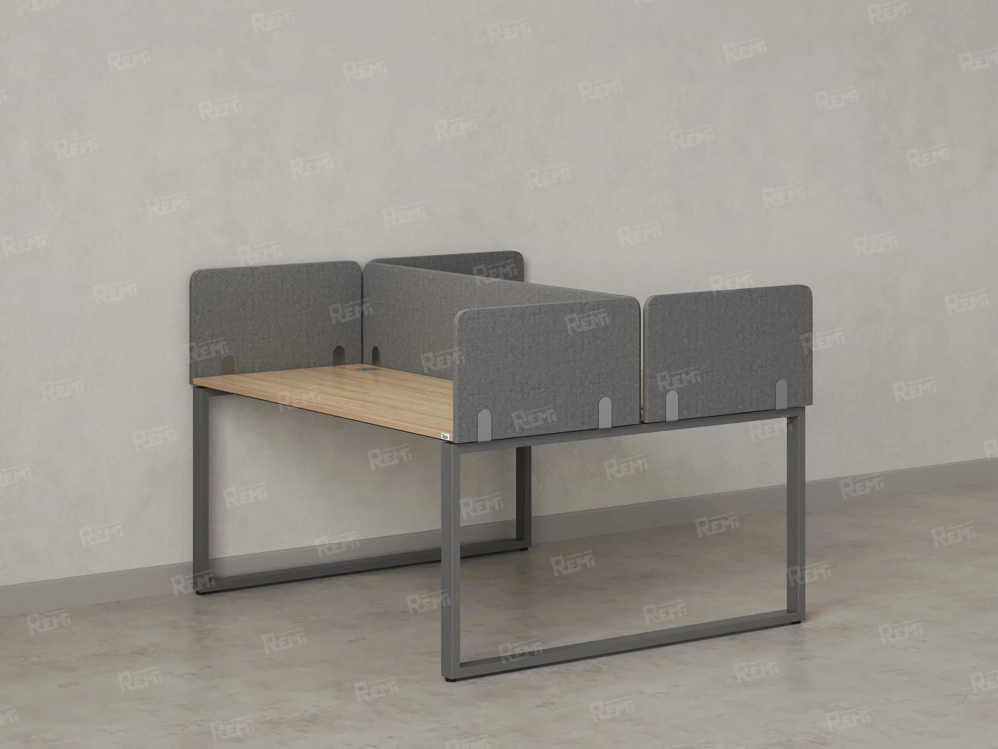 Бенч-система, 2 рабочих места, 5 тканевых экранов 1000x1600x750 RM169-3-10x16 Вяз Швейцарский светлый/Серый