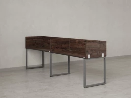 Бенч-система в 1 ряд, 2 рабочих места 5 ЛДСП экранов 2400x700x750 RM168-2-24x7 Дуб Апрельский шоколад/Серый