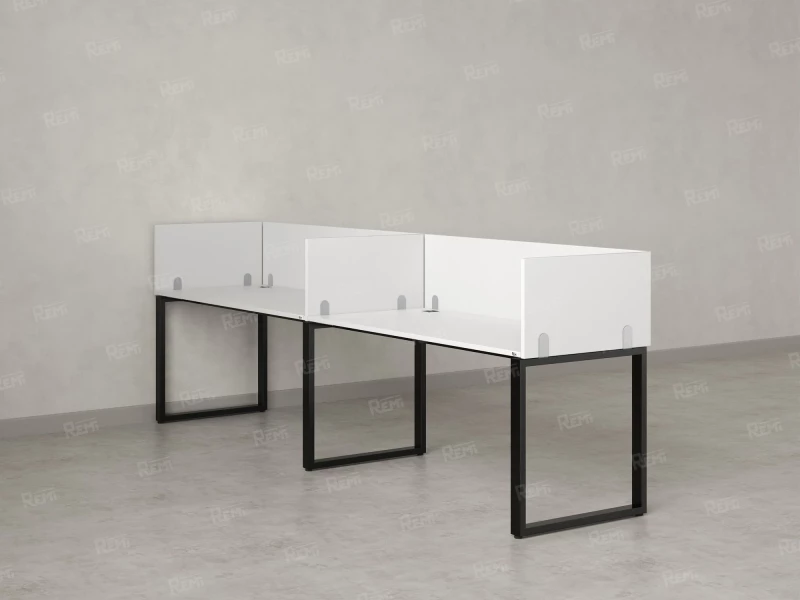 Бенч-система в 1 ряд, 2 рабочих места 5 ЛДСП экранов 3200x800x750 RM168-2-32x8 Белый/Черный