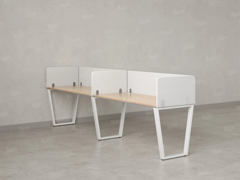 Бенч-система в 1 ряд, 2 рабочих места 5 тканевых экранов 2700x600x750 RM174-1-27x6 Вяз Швейцарский светлый/Белый