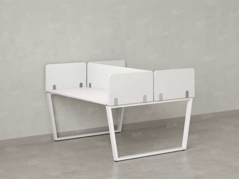Бенч-система, 2 рабочих места, 5 тканевых экранов 1600x1200x750 RM172-3-16x12 Белый/Белый