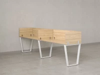 Бенч-система в 1 ряд, 2 рабочих места 5 ЛДСП экранов 3200x800x750 RM174-2-32x8 Вяз Швейцарский светлый/Белый