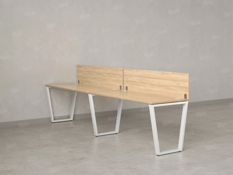 Бенч-система в 1 ряд, 2 рабочих места 2 ЛДСП экранов 2000x700x750 RM174-4-20x7 Вяз Швейцарский светлый/Белый