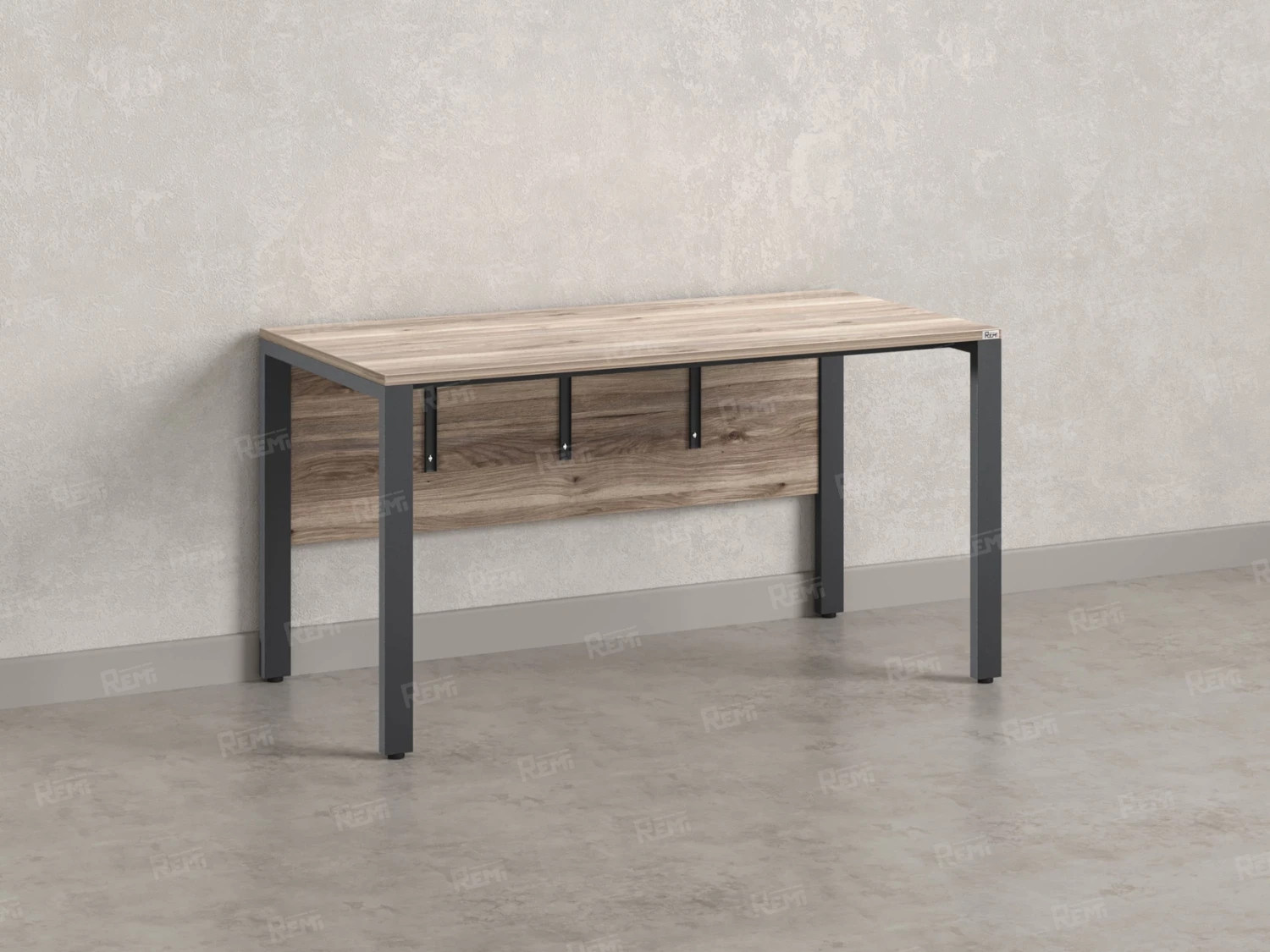 Стол прямой на П-образных опорах, экран ЛДСП 1600x600x750 RM005-16x6 Дуб Маувелла/Серый