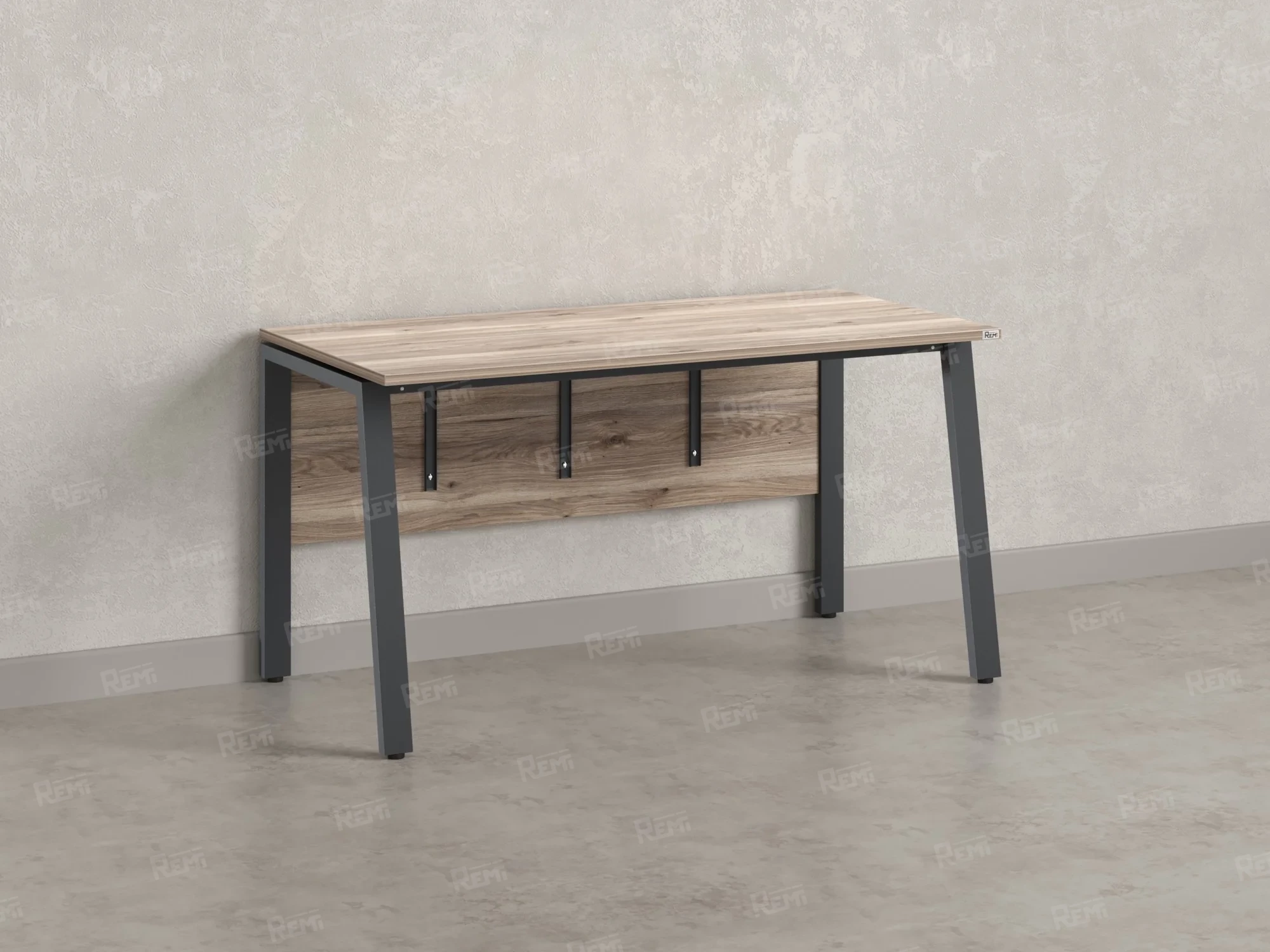 Стол прямой, Л-опора, экран ЛДСП,парящая стол-ца 1400x800x750 RM009-14x8 Дуб Маувелла/Серый