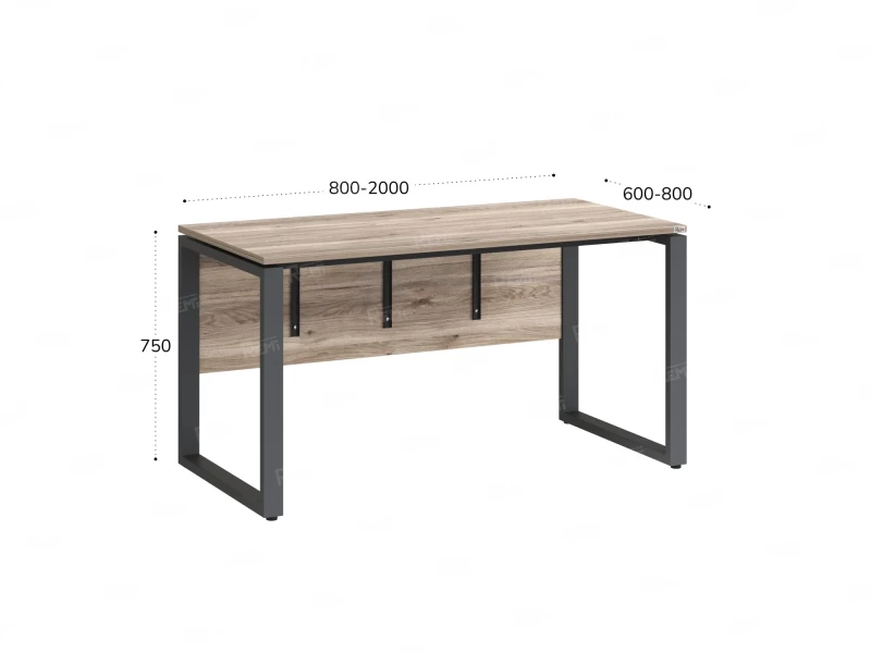 Стол прямой, О-опоры, экран ЛДСП,парящая стол-ца 1400x700x750 RM008-14x7 Дуб Маувелла/Серый