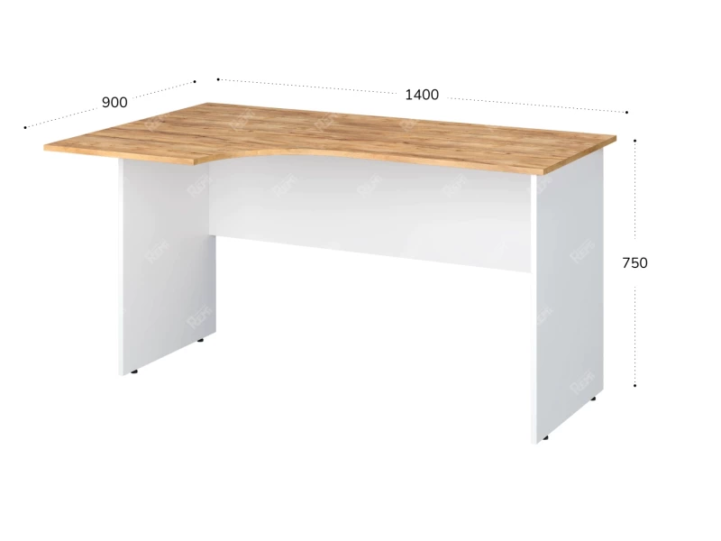 Стол эргономичный левый 1400x900x750 RTD013 Таксония медовая/Белый