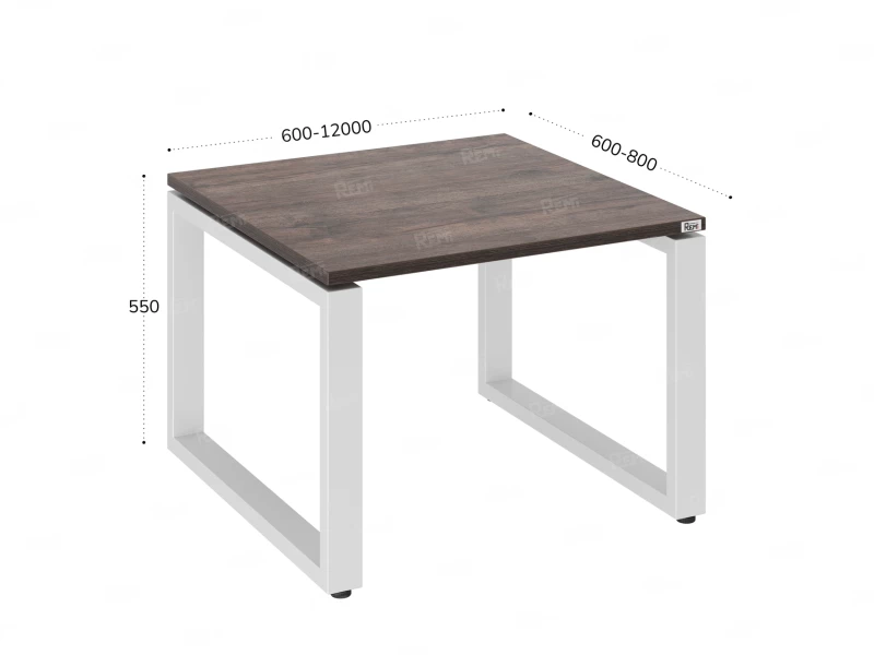 Журнальный стол с полкой 700x800x550 RM182-7x8 Дуб Апрельский шоколад/Белый