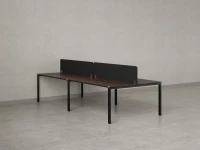 Бенч-система, 4 рабочих места, на П-образных опорах, 2 тканевых экранов 3200x1200x750 RM166-3-16x12 Дуб Апрельский шоколад/Черный