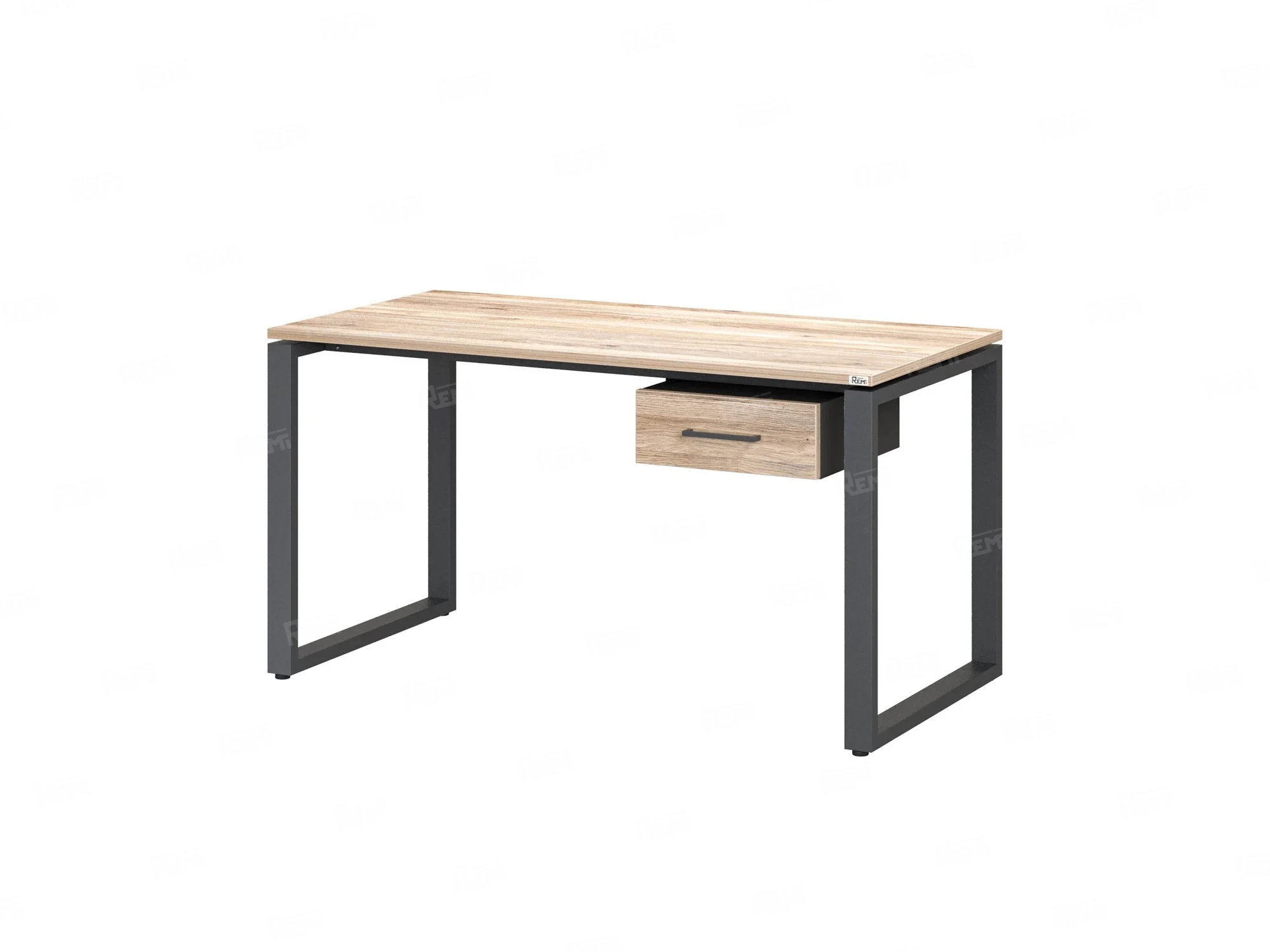 Стол прямой с подвесной тумбой, О-опора 1600x700x750 RM036-16x7 Дуб Маувелла/Серый