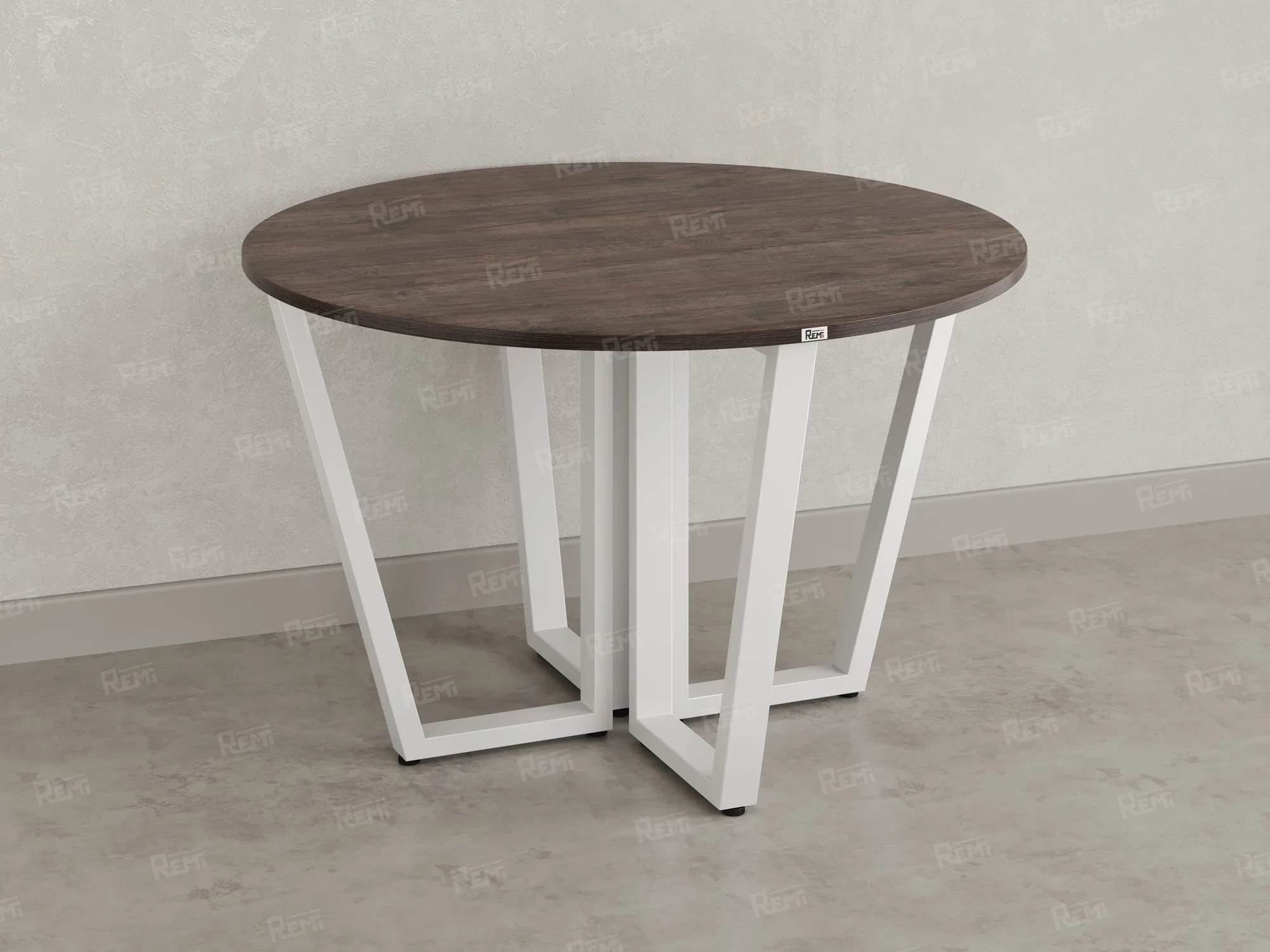 Круглый стол на U-образных опорах 1200x1200x750 RM188-12x12 Дуб Апрельский шоколад/Белый