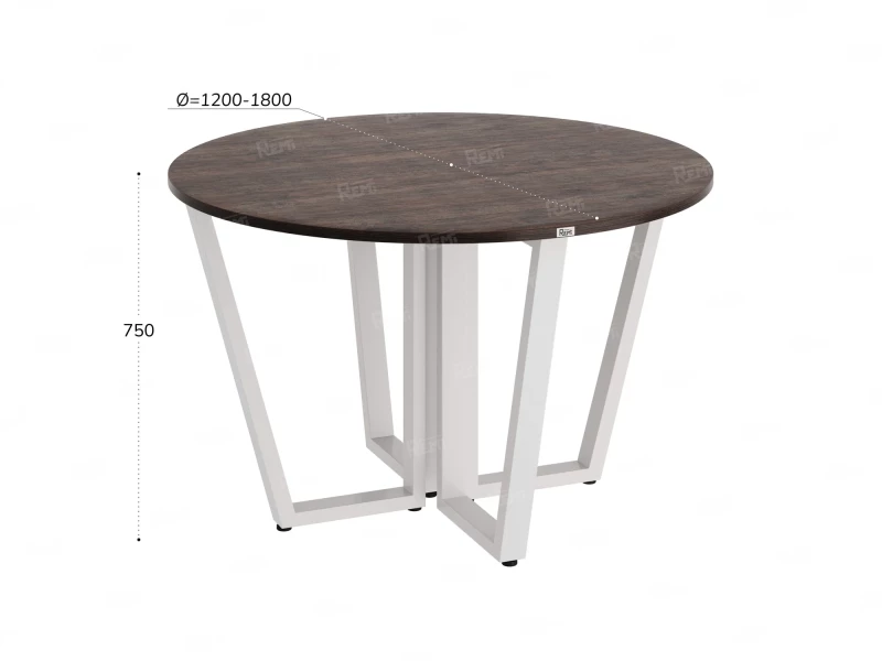 Круглый стол на U-образных опорах 1200x1200x750 RM188-12x12 Дуб Апрельский шоколад/Белый