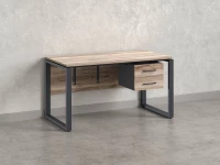 Стол прямой, подвесная тумба, ЛДСП экран, О-опора 2000x700x750 RM033-20x7 Дуб Маувелла/Серый