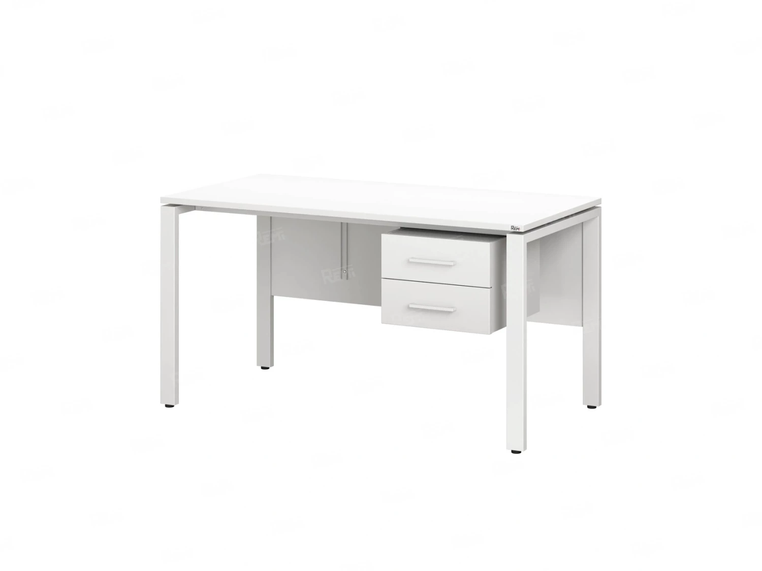 Стол прямой, подвесная тумба, ЛДСП экран, П-опора 2000x800x750 RM031-20x8 Белый/Белый