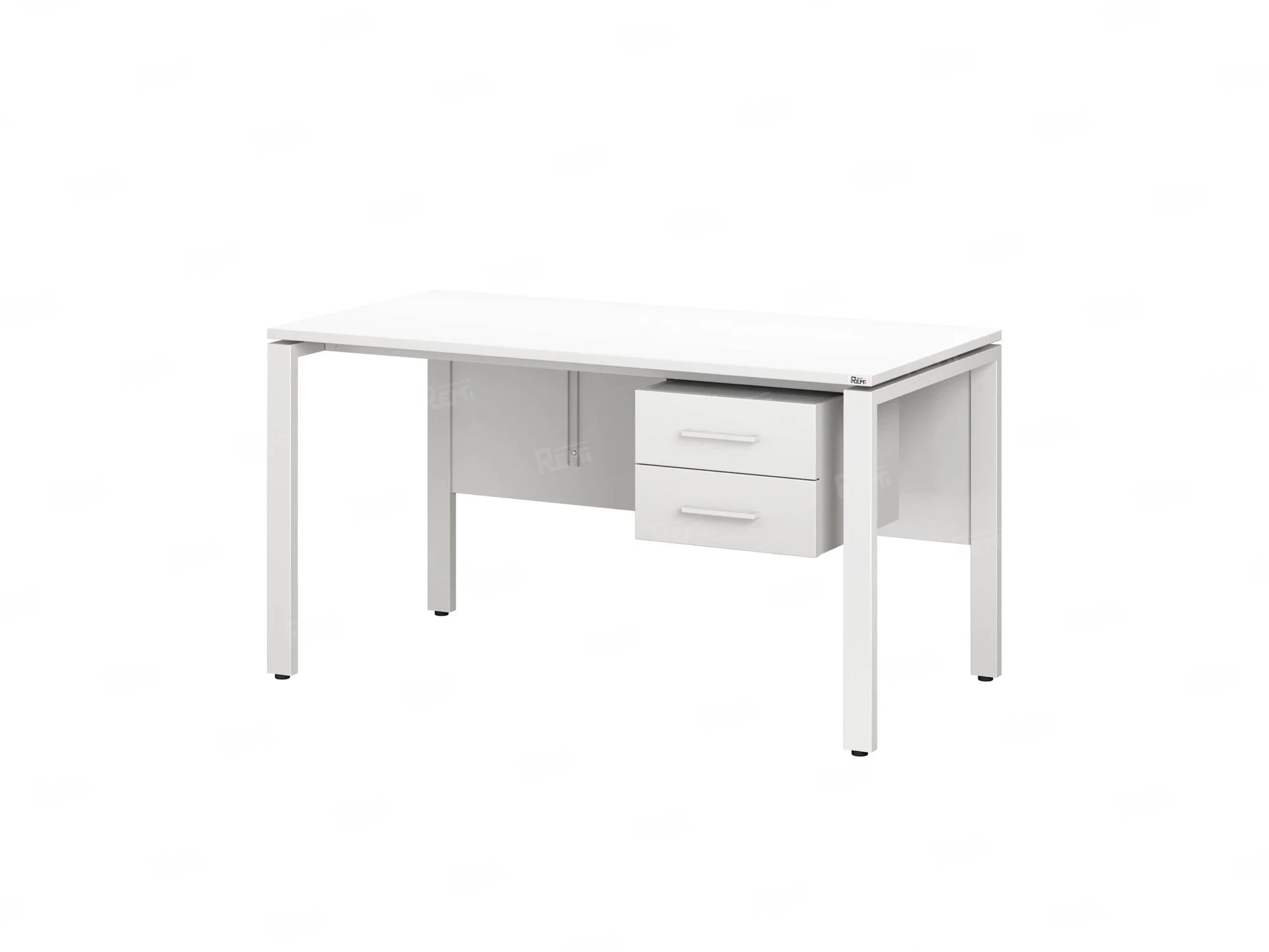 Стол прямой, подвесная тумба, ЛДСП экран, П-опора 2000x800x750 RM031-20x8 Белый/Белый