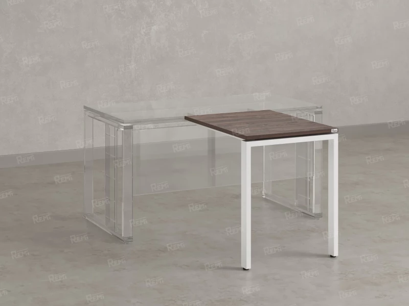 Брифинг прямой, с парящей столешнецей, на П-образном каркасе 800x600x750 RM070-8x6 Дуб Апрельский шоколад/Белый