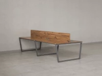 Бенч-система, 4 рабочих места, на U-образных опорах, 2 ЛДСП экранов 2800x1400x750 RM173-4-14x14 Дуб Юстус/Серый