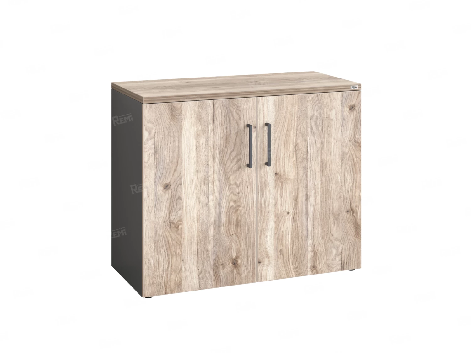 Шкаф низкий распашной, регулируемые опоры, 2 уровня 900x420x750 RM148-90x42 Дуб Маувелла/Серый