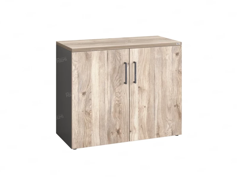 Шкаф низкий распашной, регулируемые опоры, 2 уровня 900x420x750 RM148-90x42 Дуб Маувелла/Серый