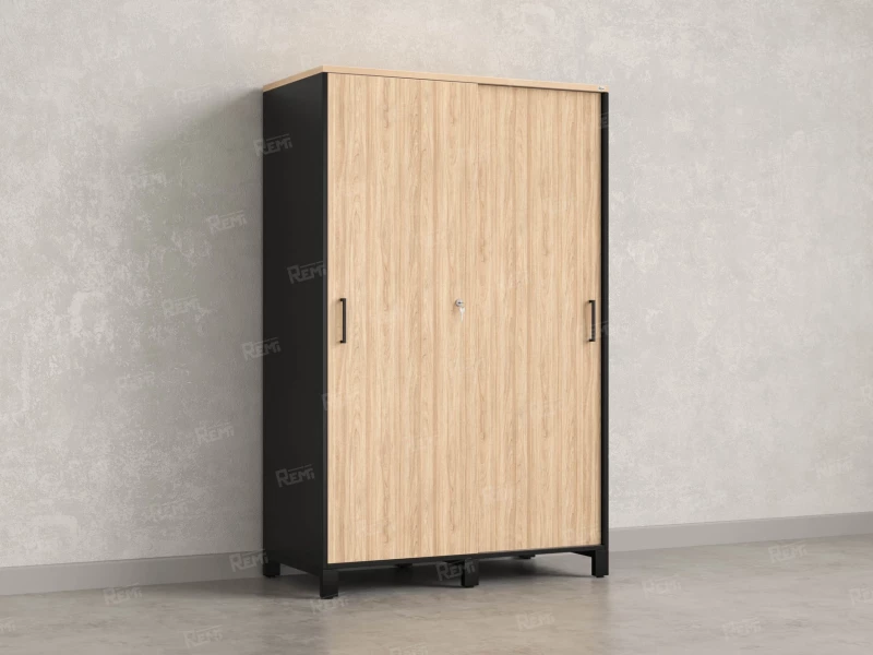 Шкаф-купе, штанга, 1 полка 1200x600x1900 RM163-90x60 Вяз Швейцарский светлый/Черный