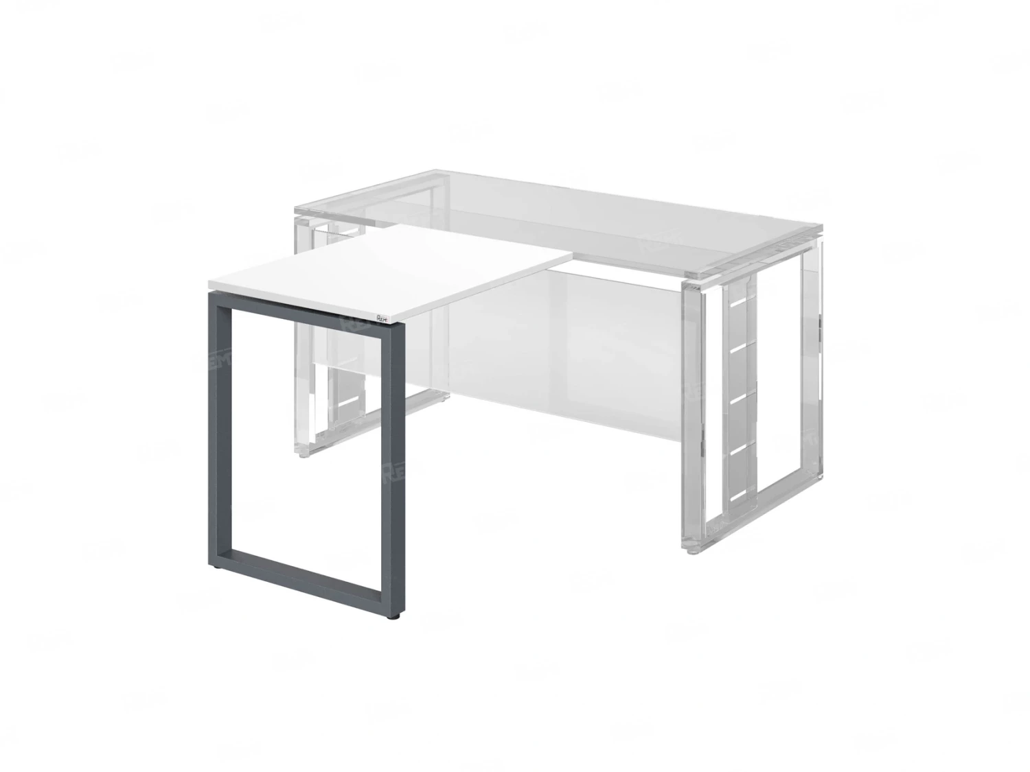 Брифинг прямой, с парящей столешнецей, на О-образном каркасе 1100x700x750 RM072-11x7 Белый/Серый