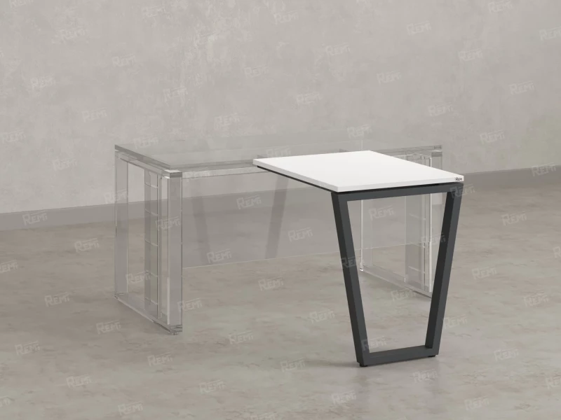 Брифинг прямой, с парящей столешнецей, на U-образном каркасе 1800x700x750 RM074-18x7 Белый/Серый