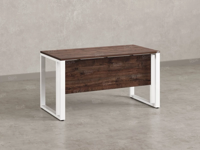 Стол прямой на О-образных опорах с экраном ЛДСП 1000x900x750 RM041-10x9 Дуб Апрельский шоколад/Белый