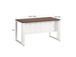 Стол прямой на О-образных опорах с металлическим экраном 1200x800x750 RM042-12x8 Дуб Апрельский шоколад/Белый