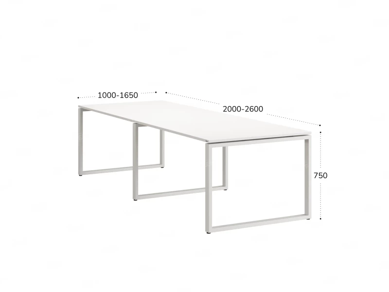 Cтол для переговоров, на О-обазном каркасе 2500x1200x750 RM081-250x120 Белый/Белый