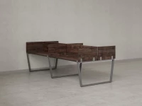 Бенч-система, 4 рабочих места, на U-образных опорах, 8 ЛДСП экранов 2400x1400x750 RM173-2-12x14 Дуб Апрельский шоколад/Серый