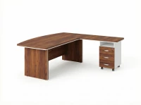 BRL RB071-180x200R Стол руководителя угловой R с тумбой 3 ящика 1800х2000х760 Орех Вармия/Белый