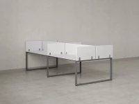 Бенч-система, 4 рабочих места, на О-образных опорах, 8 ЛДСП экранов 2000x1400x750 RM170-1-10x14 Белый/Серый