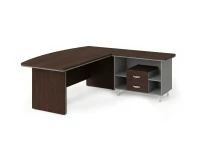 BRL RB070-160x200R Стол рук-ля угловой R с тумбой 2 ящика 1600х2000х760 Венге/Серый вулканический