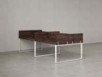 Бенч-система, 4 рабочих места, на О-образных опорах, 8 ЛДСП экранов 3600x1600x750 RM170-1-18x16 Дуб Апрельский шоколад/Белый