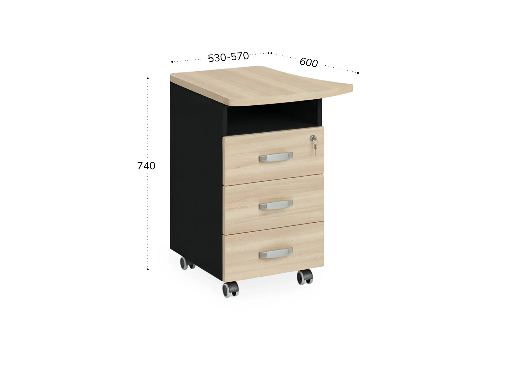 BRL RB085-53х60L Тумба приставная левая 530х600х740 Акация/Черный