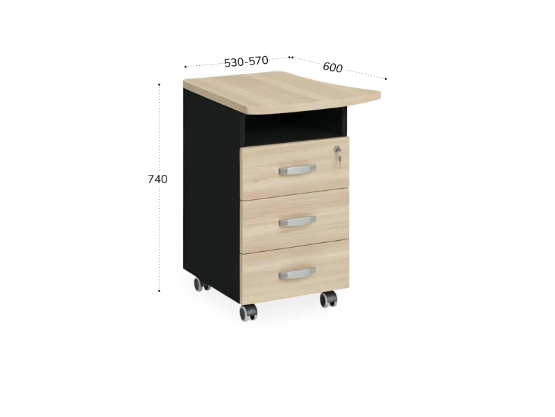 BRL RB085-53х60L Тумба приставная левая 530х600х740 Акация/Черный