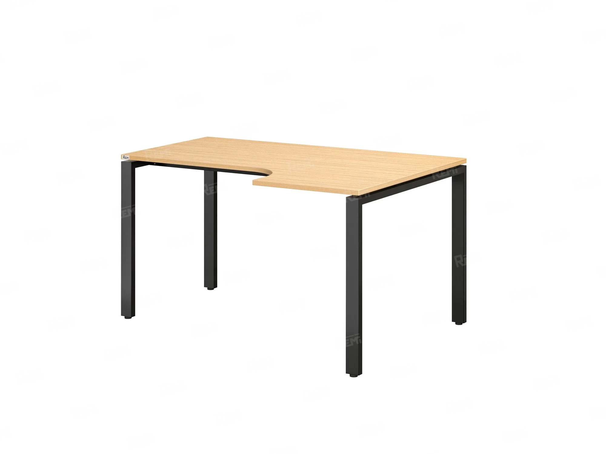 Стол угловой, П-опора, правый 1400x700/900x750, RM052-14x7-9 Вяз Швейцарский светлый/Черный