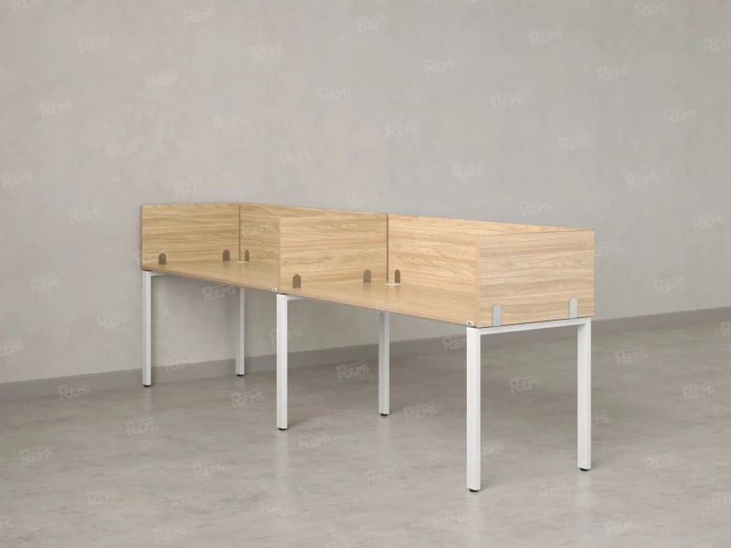 Бенч-система в 1 ряд, 2 рабочих места 5 ЛДСП экранов 3200x800x750 RM167-2-32x8 Вяз Швейцарский светлый/Белый