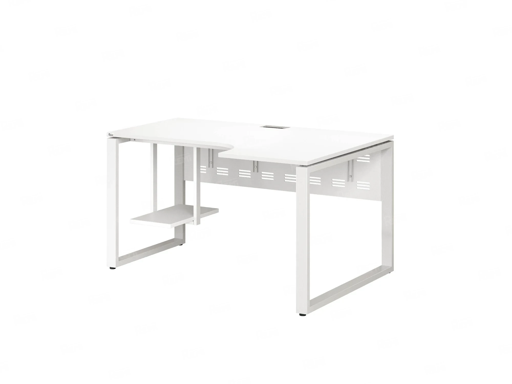 Стол угловой, экран металл, О-опора, правый 1600x600/900x750, RM057-16x6-9 Белый/Белый