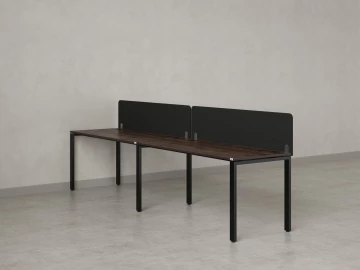 Бенч-система в 1 ряд, 2 рабочих места 2 тканевых экранов 3200x600x750 RM167-3-32x6 Дуб Апрельский шоколад/Черный