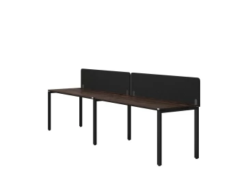 Бенч-система в 1 ряд, 2 рабочих места 2 тканевых экранов 3200x600x750 RM167-3-32x6 Дуб Апрельский шоколад/Черный