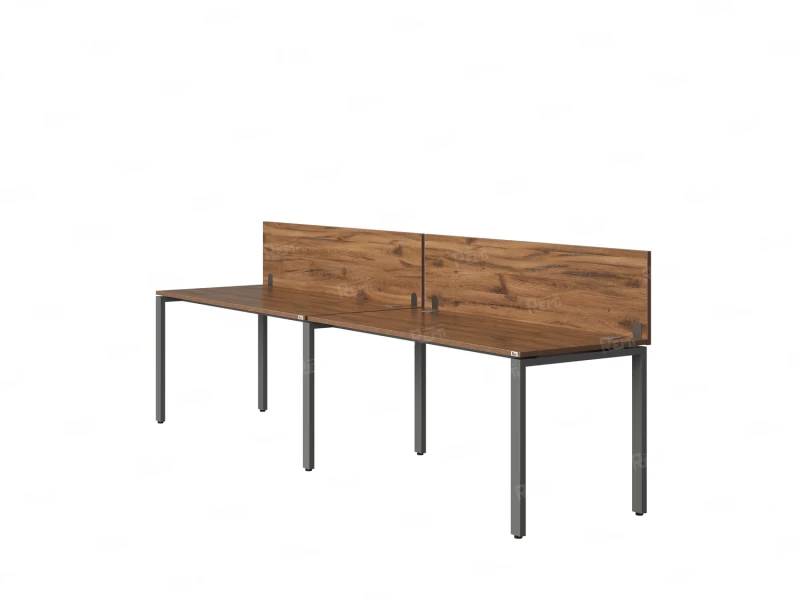 Бенч-система в 1 ряд, 2 рабочих места 2 ЛДСП экранов 2700x700x750 RM167-4-27x7 Дуб Юстус/Серый