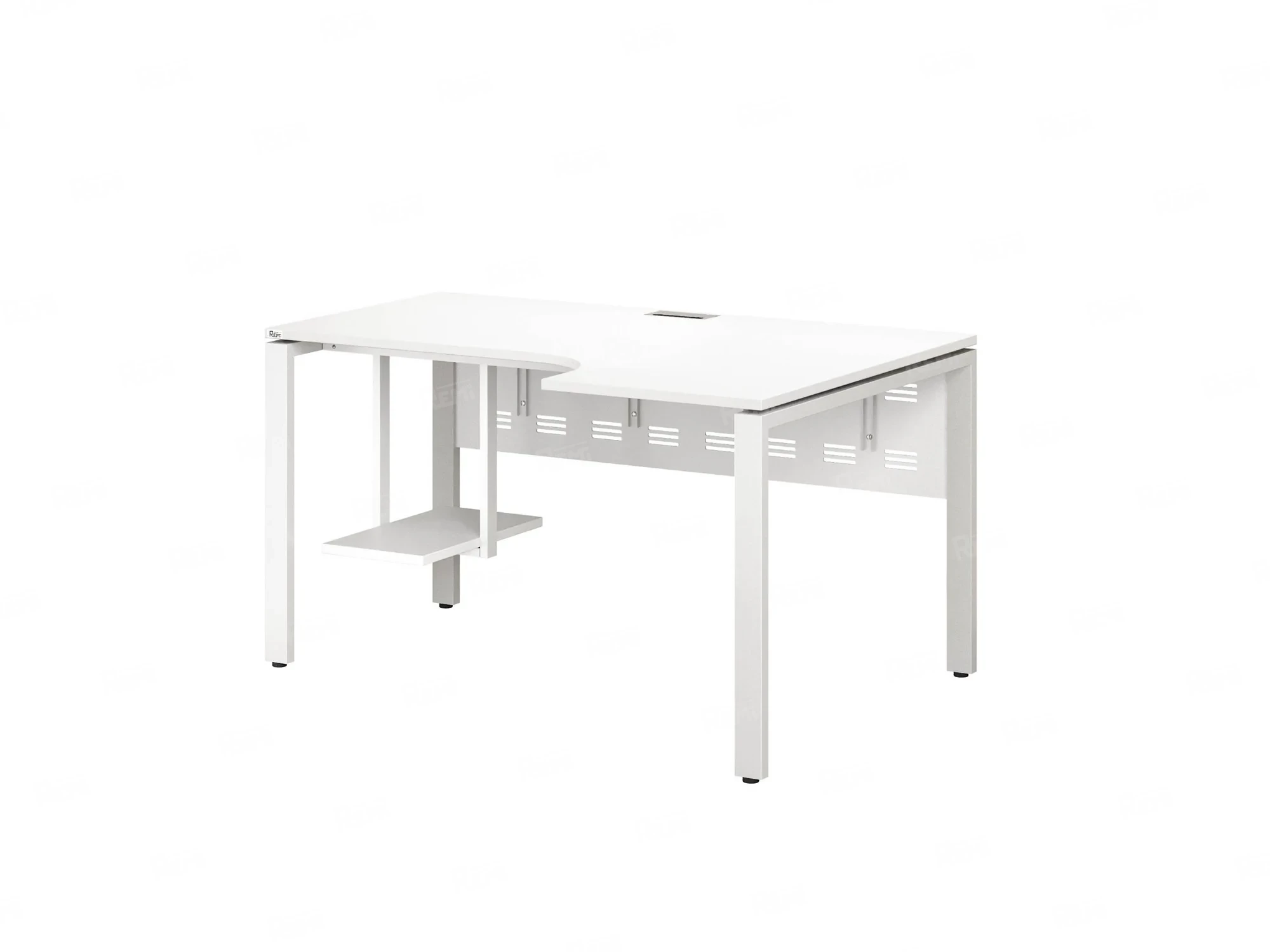 Стол угловой, экран металл, П-опора, правый 1400x600/900x750, RM058-14x6-9 Белый/Белый